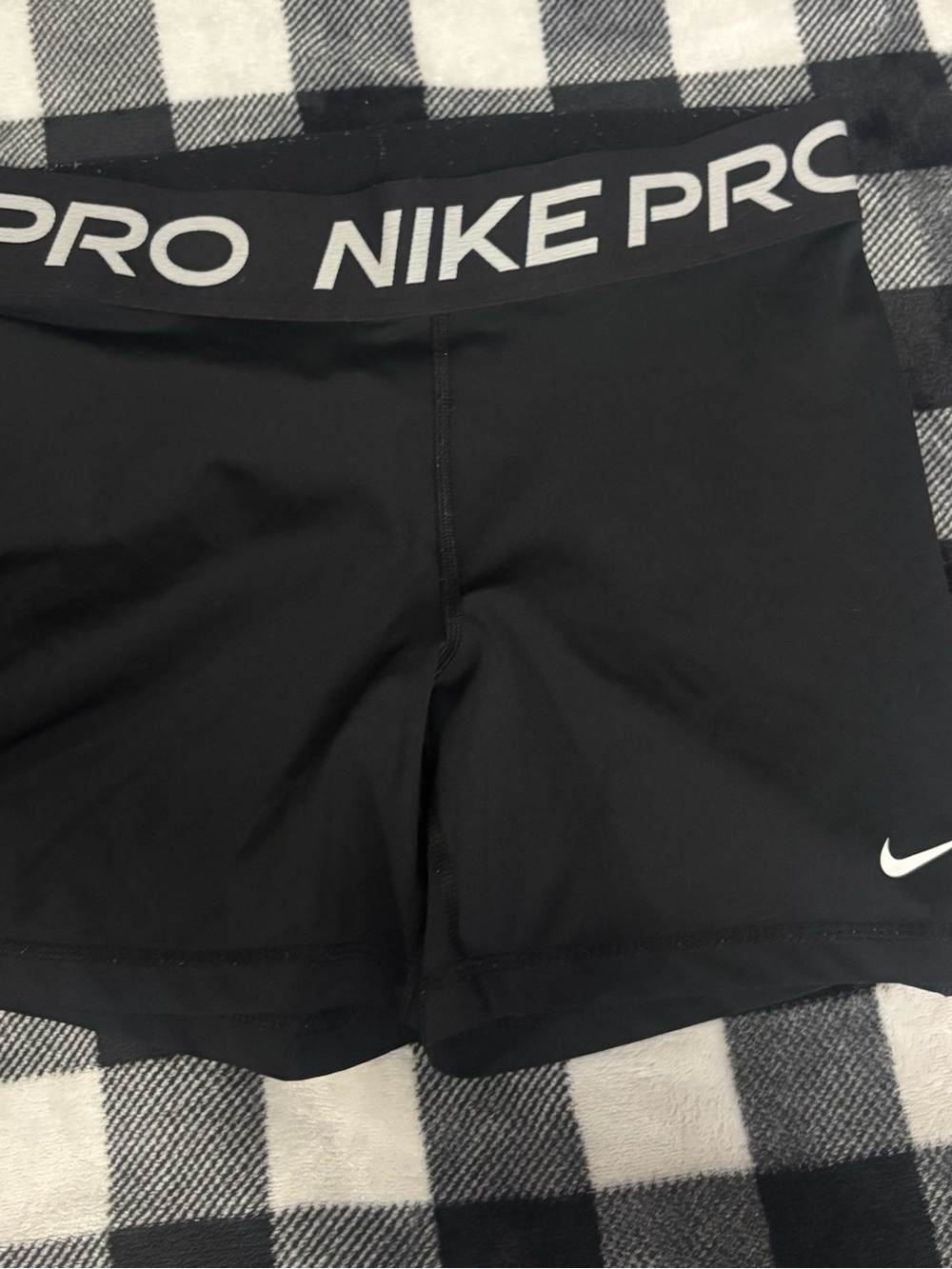 Nike Pro Black Women’s Athletic Shorts with White Swoosh